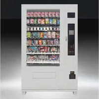 Distributore Automatico Rosso di Snack e Bevande con Sezione Bevande Fredde, Opzioni di Pagamento Multiple, per Uso Esterno e Interno, Ufficio