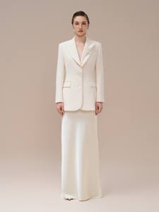 เบลเซอร์สไตล์ผู้หญิง2กระเป๋าสำหรับผู้หญิงเสื้อเบลเซอร์หยักแบบมีรอยบากผ้าสแปนเด็กซ์ผ้าขาวเวียดนาม - Product Image 3