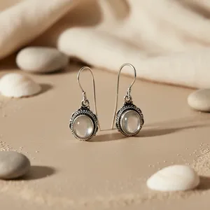 Pendientes Colgantes Vintage para Mujer con Ópalo, Plata 925, Diseño de Luna, Regalo de Boda, Joyería de Moda - Product Image 2