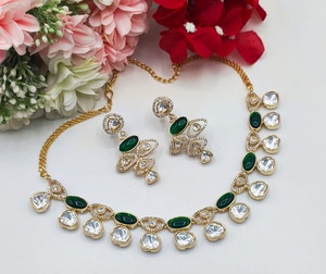 Radiant High Quality Gold Plated Stone Look Design CZ <b>Necklace</b> Earrings Set Women Traditional Wedding Engagement Gift - Product Image 5