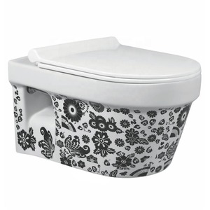 Art Moderne Imprimé Noir Couleur Rustique Rétro Sans Monture Penderie à Eau Taille Standard Bon Prix Commode de Toilette en Céramique EWC - Product Image 6