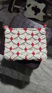 กระเป๋าถือผ้าฝ้ายถักโครเชต์มาคราเม่ทำจากสายคอตตอน100% เหมาะสำหรับร้านเครื่องประดับแฟชั่นเพื่อขายต่อ - Product Image 3