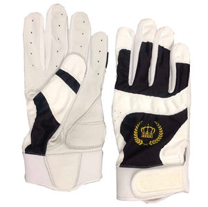Gants de frappeur de baseball noir conception de logo personnalisé gants de frappeur en cuir de peau de mouton véritable manchette courte fabricant fournisseur - Product Image 1