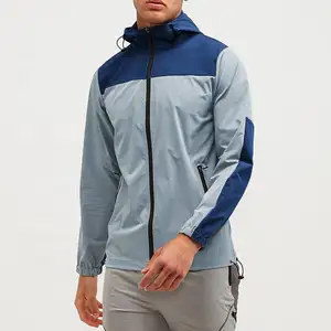 Colour block zip up water proof windproof jaket Custom waterproof outdoor nylon windbreaker jacket for men