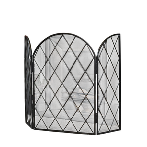 Écran de cheminée au design élégant, 2 panneaux, grand, plat, en métal forgé, garde-étincelles, couverture de porte pour la maison, maille décorative pour cheminée - Product Image 6