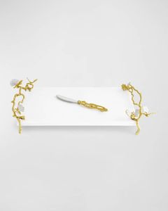 Base para Pastel de Mármol Blanco con Asa Decorativa Rectangular, Metálica, Ecológica, Apta para Microondas, para Fiestas de Cumpleaños - Product Image 2