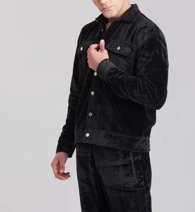 Ensemble deux pièces unisexe haut de gamme en tissu gaufré effet soie glacée, col ajusté, manches courtes, style décontracté sport, hiver, polyester/coton - Product Image 2