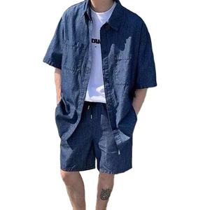 Conjunto Deportivo de Verano para Hombre, Talla Grande, Transpirable, de Dos Piezas, con Cuello Redondo, Manga Corta y Estampado - Product Image 1