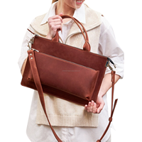 Maletín Bandolera de Cuero Genuino Vintage, Resistente, para Portátil, para Hombre y Mujer, para Oficina, Viajes, Elegante, Bolsa de Mensajero para Computadora