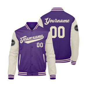 Custom Wool Varsity <b>Bomber</b> <b>Jacket</b> with Embroidered Front Logo Stand Collar Windproof & Breathable Letterman Blank <b>Jacket</b> - Product Image 1