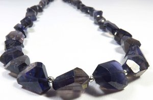 Collar de zafiro de agua facetada de iolita natural 9-16mm pepita de iolita azul Tumble Beads 18 pulgadas 37PCs piedras preciosas sueltas producto" - Product Image 6