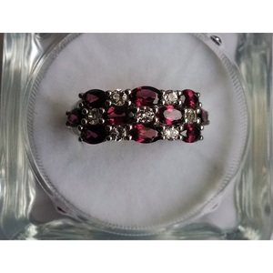 Women's Natural Garnet Adjustable <b>Ring</b> in <b>925</b> Sterling <b>Silver</b> Rose Gold Plating Stylish Oval Cut Inlay Perfect Gift Shah Gems - Product Image 1