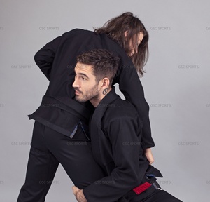 Kimono BJJ noir unisexe, uniforme jiu jitsu brésilien léger avec broderie personnalisée et logos en tissu tissé de perles - Product Image 3