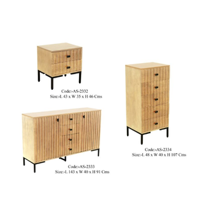 Mueble de Salón de 2 Puertas, Madera de Mango Maciza, Diseño Tradicional Ecológico, Acabado Natural y Negro, Base de Hierro Metálico - Product Image 3