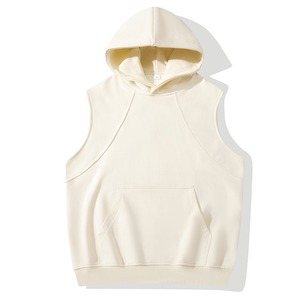 Sweat à capuche imprimé bouffant personnalisé 500gsm débardeurs bodybuilding muscle cut off t-shirt sans manches gym pull over sweats à capuche personnalisables - Product Image 3