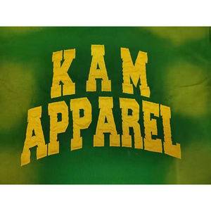 Camiseta de algodón 100% vintage transpirable de gran gramaje para hombre, con parches bordados desgastados, logo lavado al ácido, talla grande y efecto abullonado. - Product Image 4