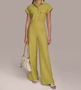 Vibrant and Versatile Olive Green Wide Leg <b>Trousers</b> for <b>Women</b> Comfortable Fit Perfect for Casual and Office Wear - Product Image 5