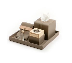 Brûleur d'encens en cuir de dernière conception, fait main, taille et forme personnalisées, Mabkhar avec plateau et boîte à mouchoirs - Product Image 1