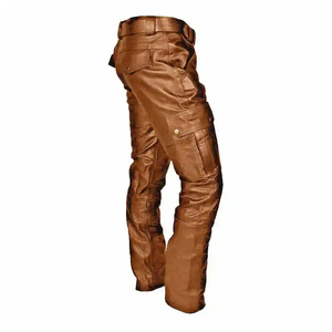 Personalizar nuevo estilo moto pantalones de cuero hombres y mujeres pantalones de carreras de cuero con cadenas pantalones de cuero de vaca para niños - Product Image 2