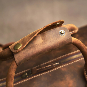 Genuine Leather Duffel Bag Weekender Travel Holdall Zipper Closure Durable Brown Crossbody Bag - Product Image 4