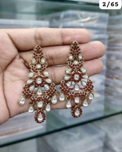 ต่างหู jumkhas แบบดั้งเดิมอินเดียและ kundan ชุบทองกับต่างหูมุกสำหรับผู้หญิงและเด็กผู้หญิง - Product Image 5