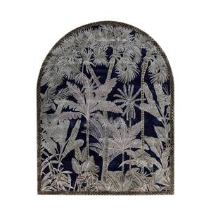 Alfombra Aurelia Azul Hecha a Mano de Lana y Viscosa, 10 mm de Grosor, con Patrones Florales y Rayados para Sala de Estar o Pasillo -Tra-15190 - Product Image 1