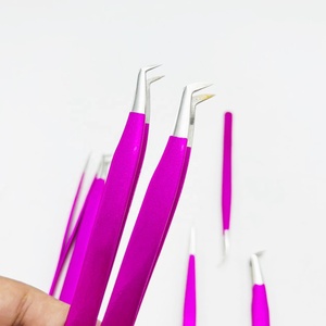 Pince à cils en acier inoxydable personnalisée la plus vendue, volume russe enduit de poudre, botte durable, lumière antibactérienne - Product Image 1