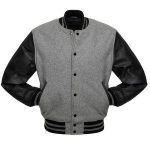 Chaqueta de lana gris jaspeado para hombre, chaqueta de béisbol universitaria de gran tamaño con letras deportivas de calle secundaria personalizada para hombre, envío DDP - Product Image 3
