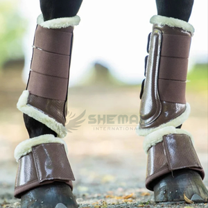 High performance <b>horse</b> bell boots made of waterproof PU leather with <b>teddy</b> polyester lining for comfort protection bell boots - Product Image 5