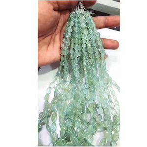 12 hebras de cuentas lisas ovaladas de Aguamarina natural 1644 Ct Lot Iroc Sales 16 pulgadas de longitud Cuentas de piedras preciosas de Aguamarina verde US $148 - Product Image 5