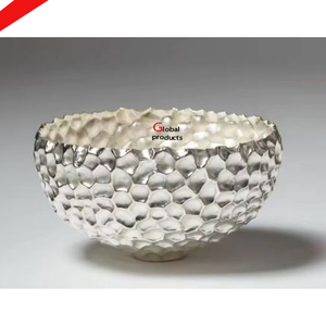 Cuenco de servicio de aluminio y metal con acabado plateado de buena calidad para restaurante y bar de hotel - Product Image 1