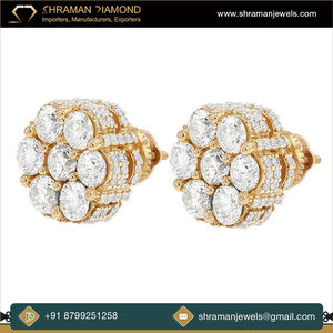 Joyería de moda de diseño moderno de calidad superior 4 CTS 10K Gold Custom Cluster Lab Grown Diamond Pendiente para mujer - Product Image 5