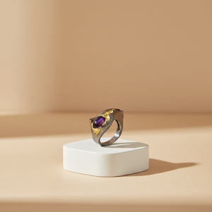 Fashionable Handmade <strong>Amethyst</strong> <strong>Gold</strong> Plated Enamel 925 Sterling Silver Jewelry <strong>Rings</strong> for Anniversary - Product Image 3