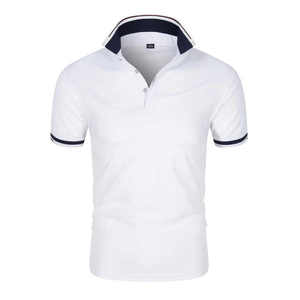 Venta al por mayor de lujo de seda de hielo para hombre 100% algodón de punto de manga corta sólido para Polo logotipo personalizado de secado rápido transpirable otoño - Product Image 1