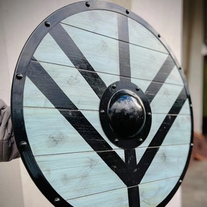 Escudo Vikingo JEXMOO Hecho a Mano de 24 Pulgadas, de Madera y Acero con Alto Contenido de Carbono, Diseño de Copa Central, con Soporte Compatible y Personalizable - Product Image 5