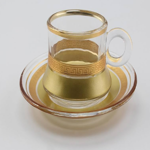 Tasse à thé et soucoupe en verre transparent orchidée dorée fantaisie, tasses à thé en verre pour adultes pour thé, ami de la famille disponible en gros - Product Image 1