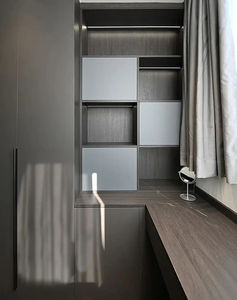 Серый деревянный шкаф-гардероб на заказ, современный дизайн для хранения вещей в спальне, серый шкаф-купе для домашней мебели - Product Image 3