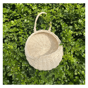 Wall-Mounted <b>Hanging</b> <b>Basket</b> Rattan Woven <b>Flower</b> Pot <b>with</b> <b>Artificial</b> Green Radish for <b>Flower</b> Arrangements - Product Image 3