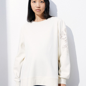 Vente en gros de sweatshirts pour femmes à col rond épais avec impression personnalisée vintage haute visibilité - Product Image 3