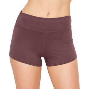 Shorts de yoga taille haute pour femmes, couleur unie, sans couture, extensibles dans les quatre sens, en Spandex et Polyester, avec taille élastique, longueur courte, vente en gros - Product Image 1