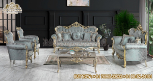 Meubles de salon Royal Mension 7 places ensemble de meubles de salon de luxe de style baroque ensemble de canapés en or et perles antiques pour la maison - Product Image 5