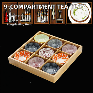 Bandeja de Servicio de Té Cuadrada de Madera Estilo Náutico Ecológica con 9 Compartimentos, Diseño Personalizado, Acabado Pulido para Hogar y Restaurante - Product Image 2