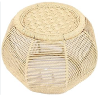 Repose-pieds ottoman en bambou écologique traditionnel pour intérieur/extérieur, console en os incrusté, repose-pieds indien en rotin, lot de 2 pour salon