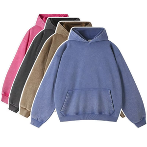 Ensemble d'hiver pour hommes en coton 100% personnalisé, lourd, vintage, délavé à l'acide, en gros, 450 g/m², surdimensionné, broderie usée - Product Image 1