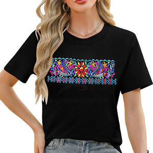 Camisetas de Algodón de Alta Calidad para Mujer, Bordadas, Cómodas, para el Trabajo, Uso Diario de Verano, Secado Rápido, Transpirables, Personalizables - Product Image 1