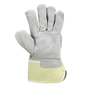 Gants de travail en cuir de sécurité de protection des mains en cuir fendu de vache robuste pour le travail de construction - Product Image 4