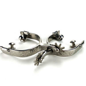 Espuelas y Botas Vaqueras de Acero Inoxidable Personalizables de Alta Calidad para Equitación, Color Negro, Cincha Equina Incluida - Product Image 2