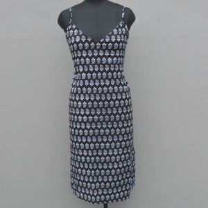 Maxi vestido indio hecho a mano sin mangas para mujer 100% algodón estampado de bloque de mano transpirable cintura Natural tejido largo - Product Image 1