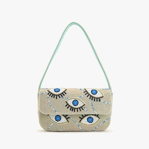 Bolsa de Mano Clásica de Algodón con Cuentas de HUSSAIN CRAFTS para Fiestas, Disponible en Blanco, Verde, Amarillo y Rojo, Personalizable - Product Image 1