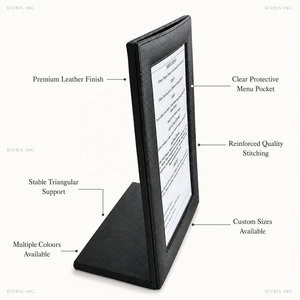 Support de menu en cuir PU noir DIVRIS avec plusieurs pages pour restaurants et hôtels - Product Image 2